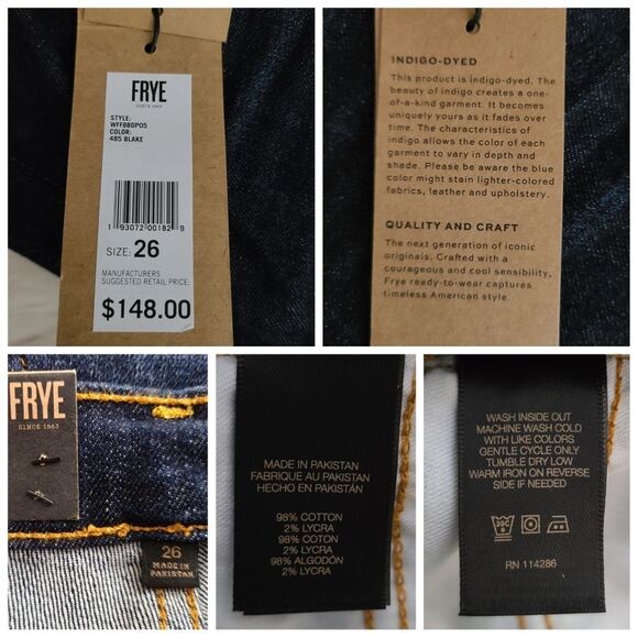 NWT|FRYE Addie Blake Blue Denim Skinny Jeans, 26 - Picture 7 of 7